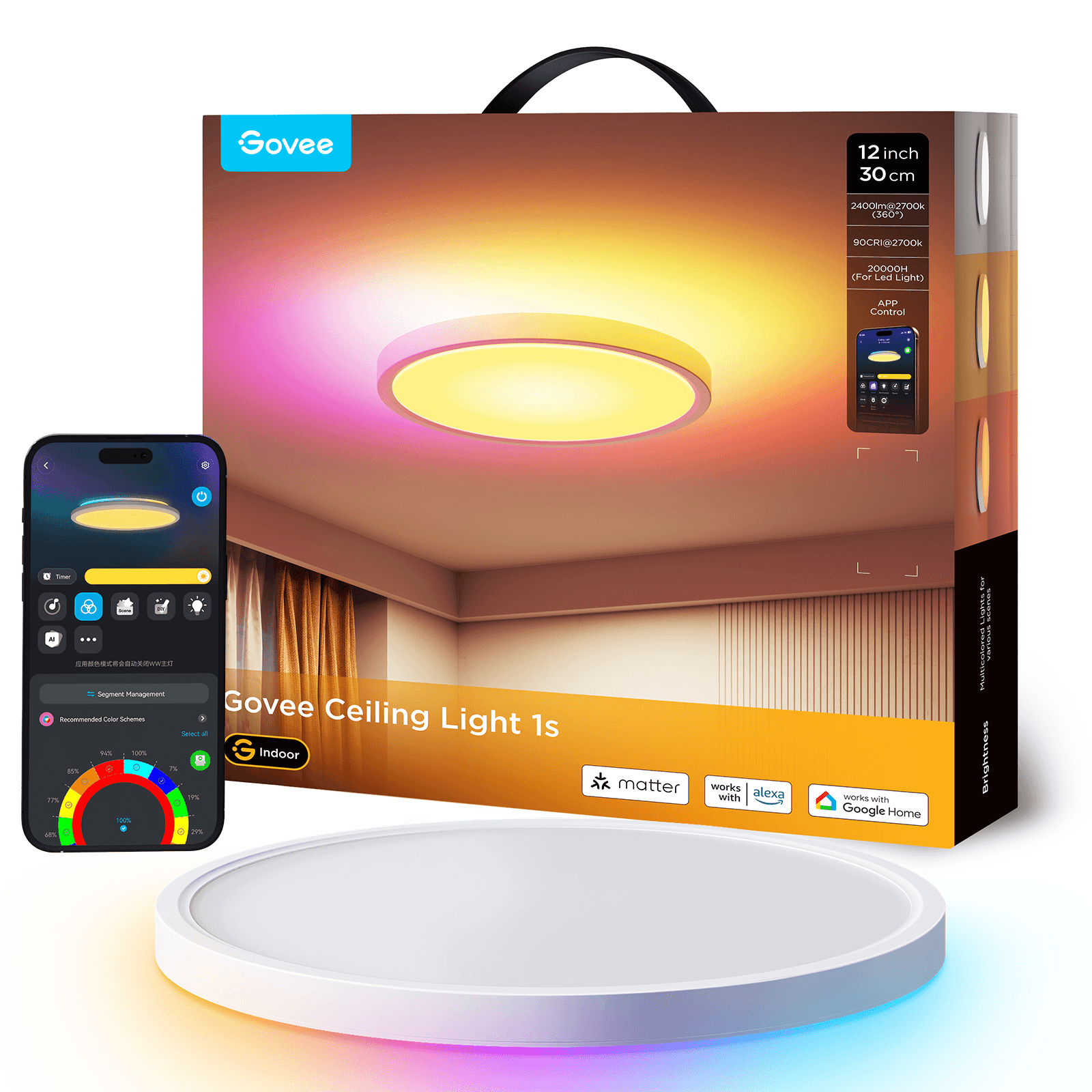 Govee 12 Inch RGBWW + RGBIC Smart Square Ceiling Light — detail 1