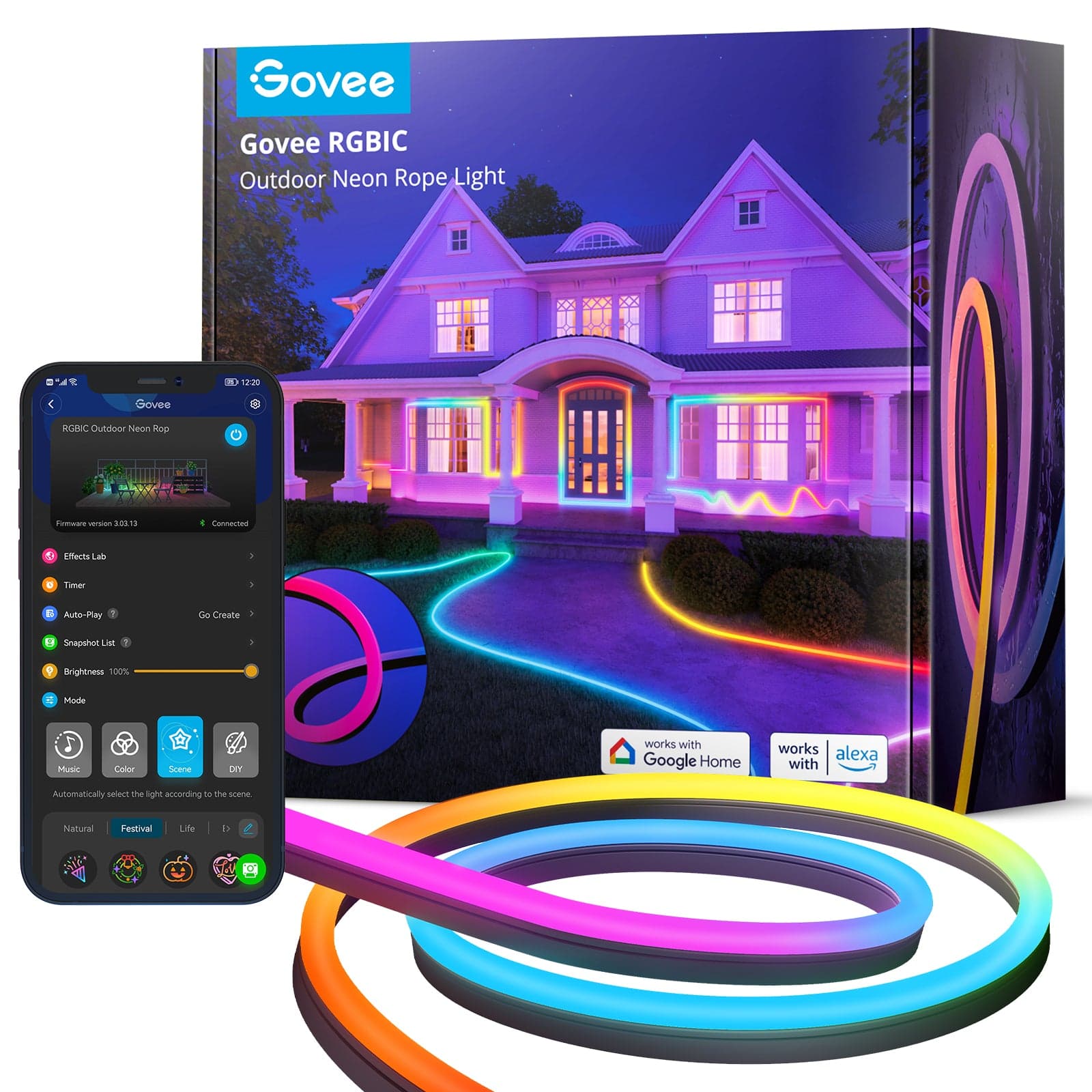 Govee RGBIC Outdoor Neon Rope Light - 32.8ft — detail 1